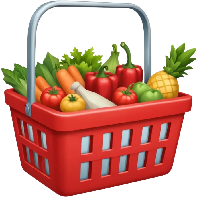 red shop basket filled with groceries emoji