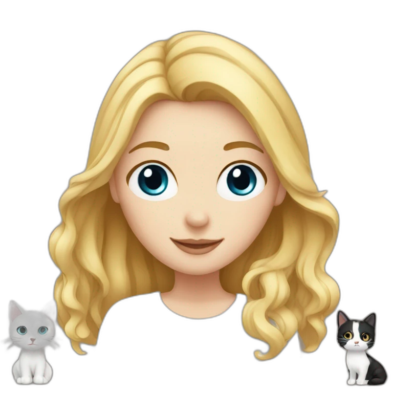 Blond white girl with 2 cats  one brown and one black emoji