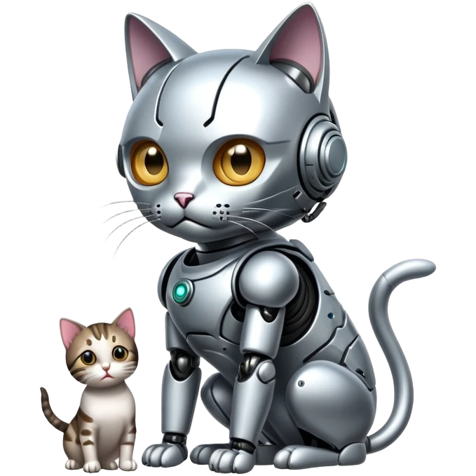 Cyborg with tiny cat emoji