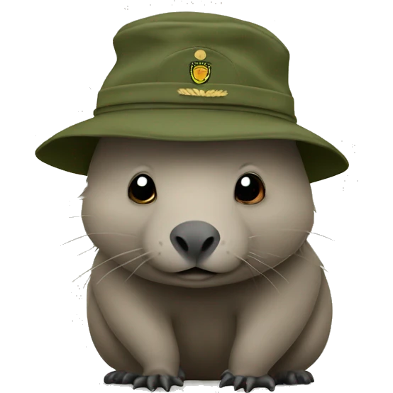 Wombat with army slouch hat emoji