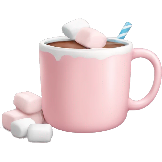 Light Pink mug of hot chocolate with marshmallows  emoji