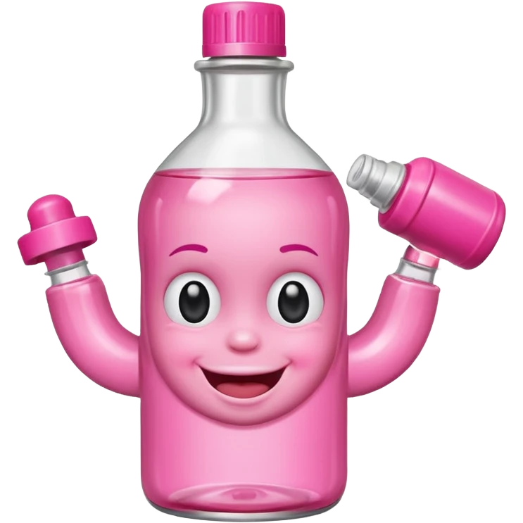 Smiling freaky baby oil bottle pink emoji
