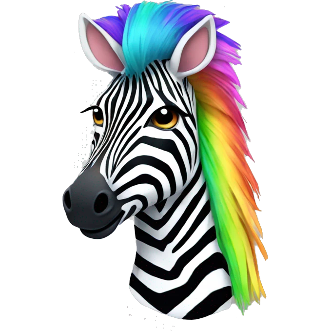 zebra in rainbow wig emoji