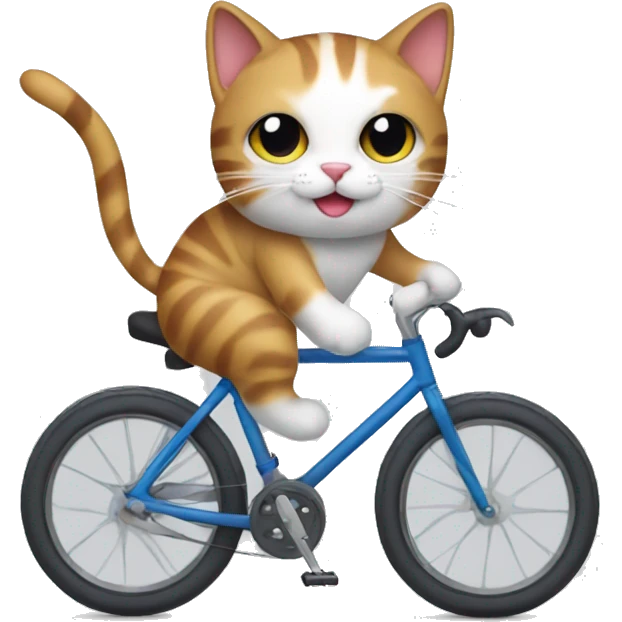 Cat riding bicycle with bi flag emoji