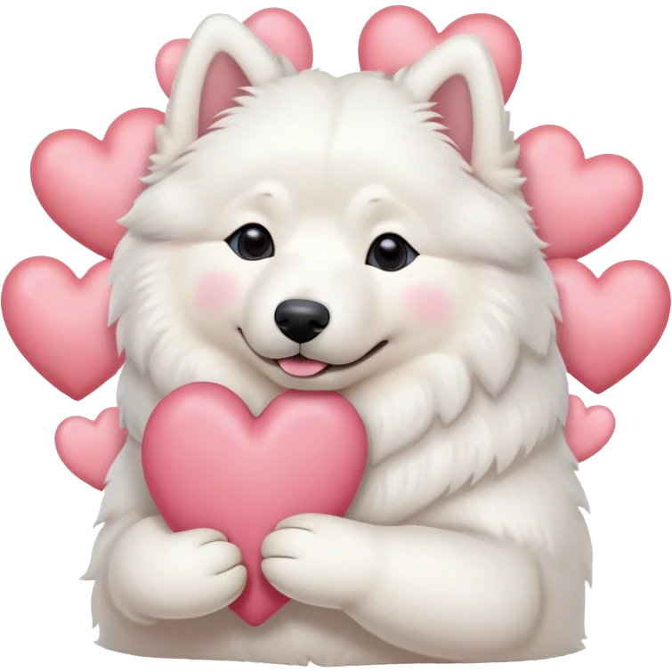 samoyed hug with pastel hearts emoji