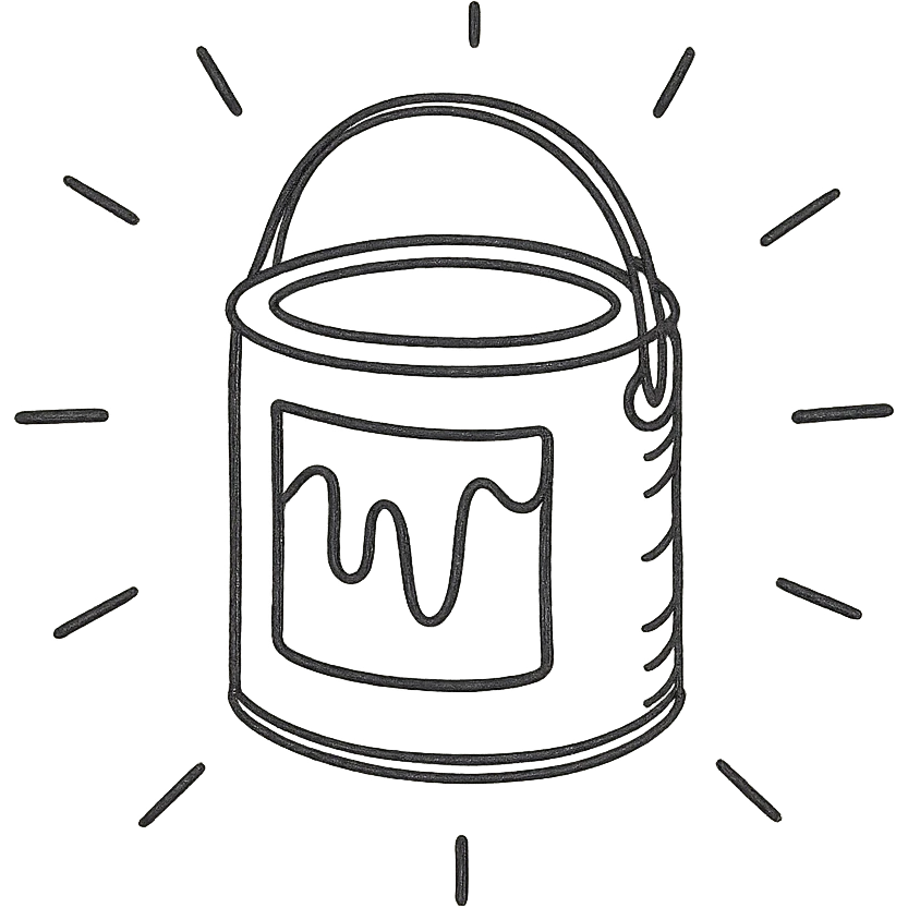 a glowing gallon of paint, hand drawn style emoji
