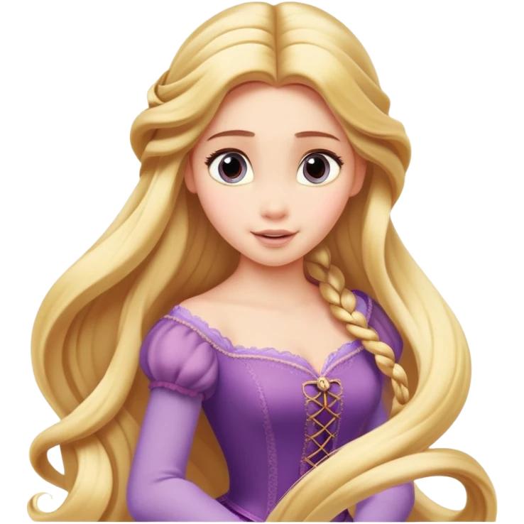 Disney Princess Rapunzel with extremely long flowing blonde hair emoji