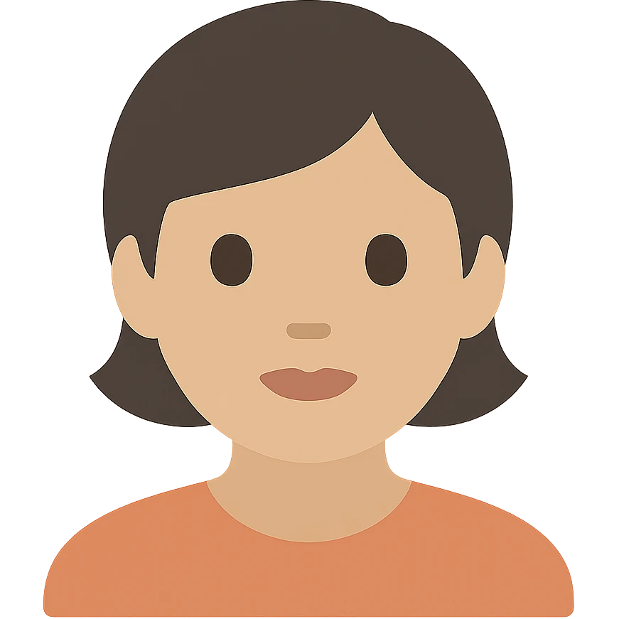 Short hair woman, icon style, colorful, flat design emoji
