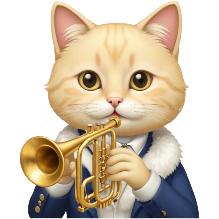 blonde cat play trumpeter, portrait emoji