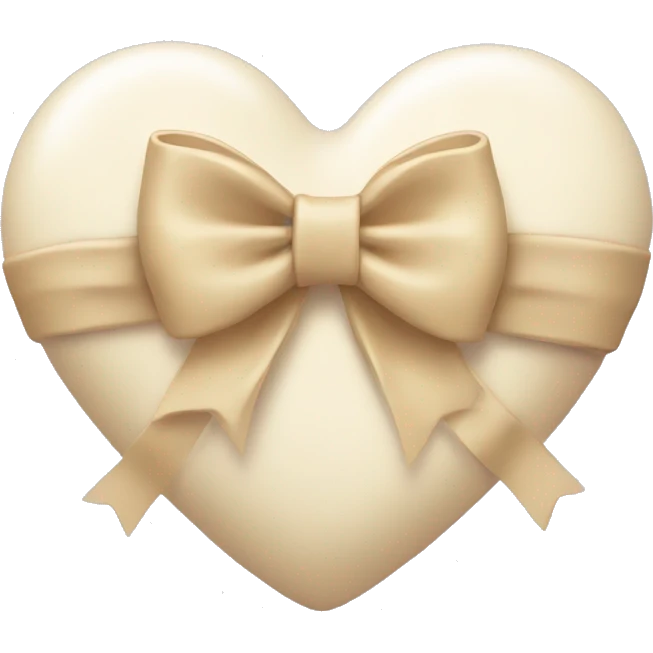 cream color heart with a bow wrapped around it emoji