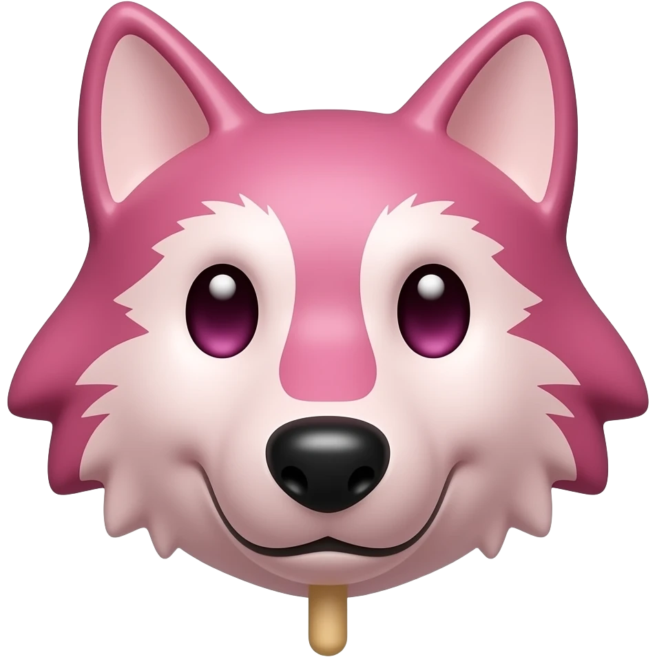 Ruby pink chocolate wolf face with long lollipop stick emoji