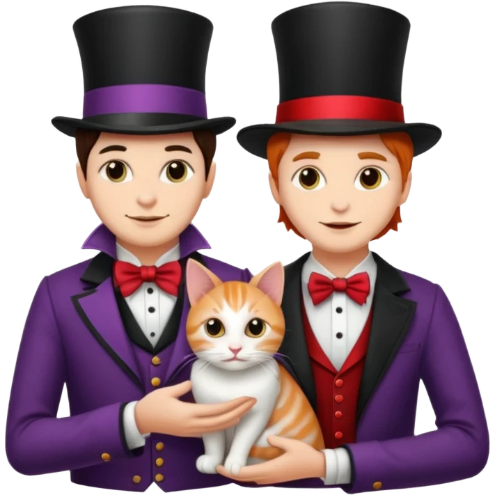 magician couple and their pet cat emoji
