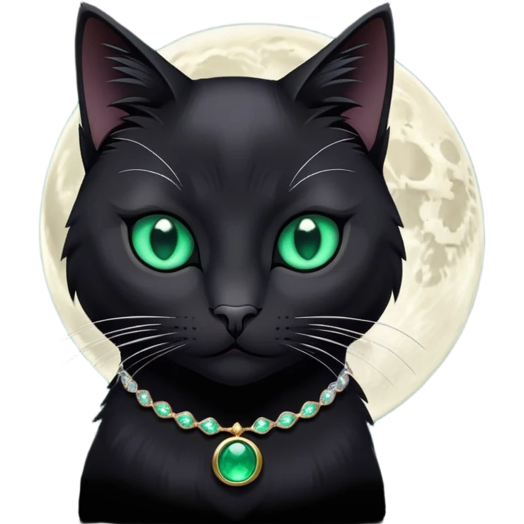 Black Cat with white moon on chest emoji