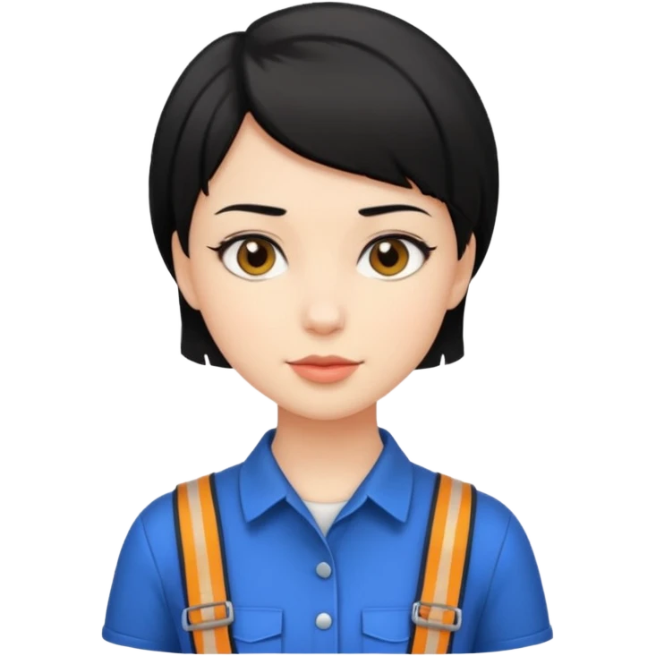 검은 단발머리의 젊은 여성 가이드. emoji