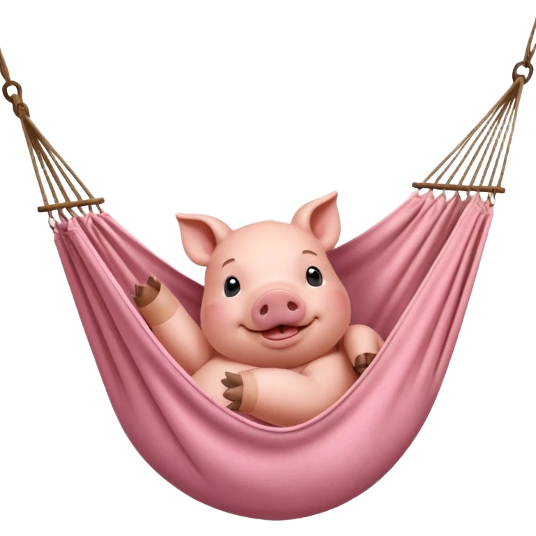 A pig lying in a hammock, fully relaxed, portrait, bust up emoji