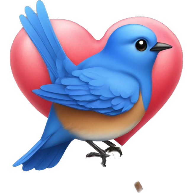 Bluebird with heart kisses  emoji