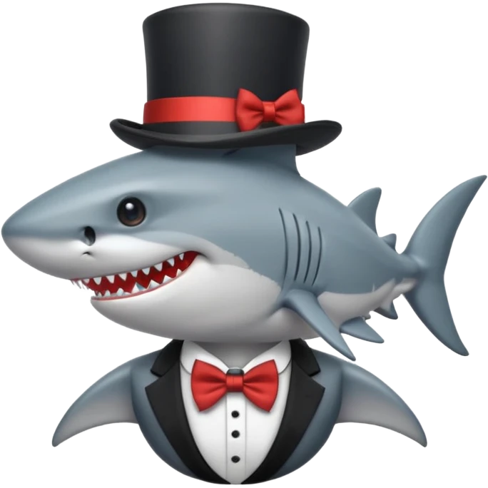 Shark with a top hat emoji