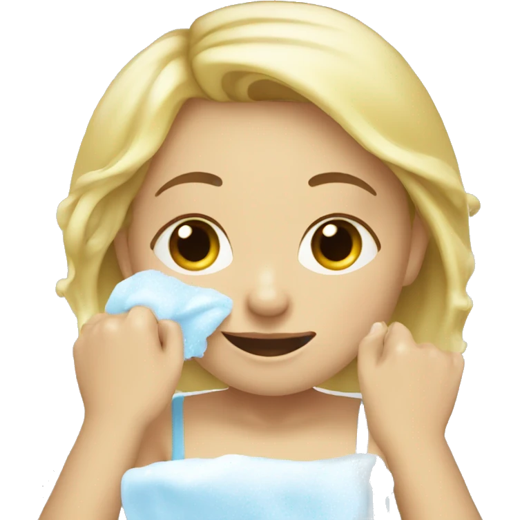 Blonde girl washing her face emoji