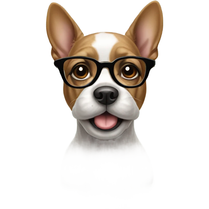 French terrier with glasses ￼ emoji