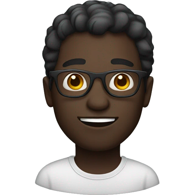 dark skin, with glasses, man emoji