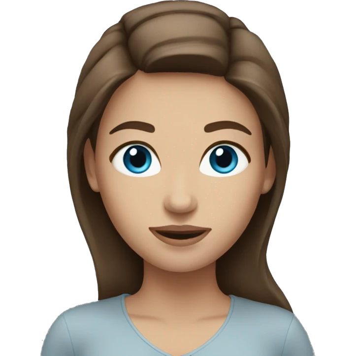 Brown hair blue eyes woman emoji