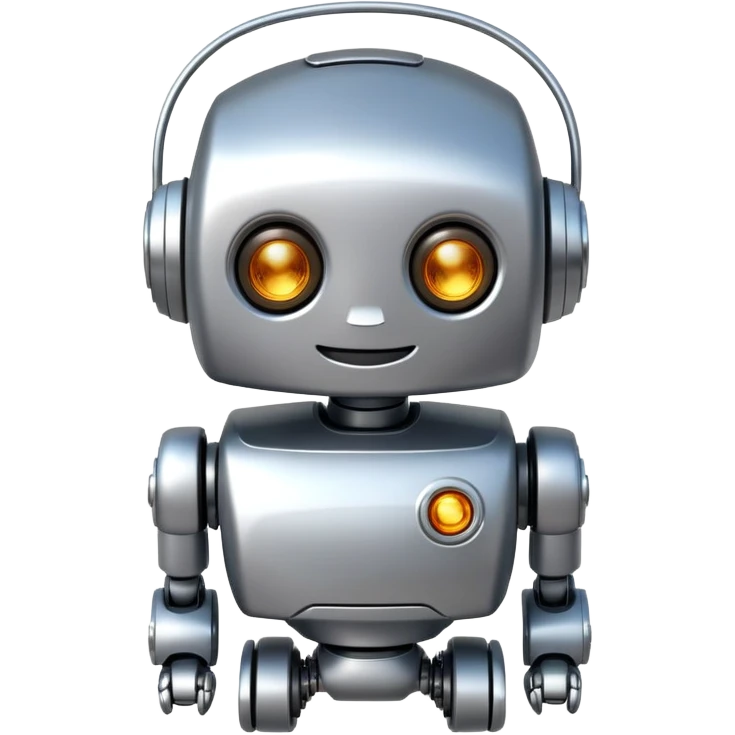 A small robot, kind, smiling emoji