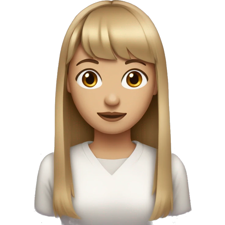 girl with straight dark blonde hair and bangs and brown eyes emoji