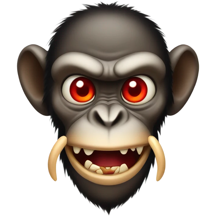 Evil monkey with red eyes and sharp teeth emoji