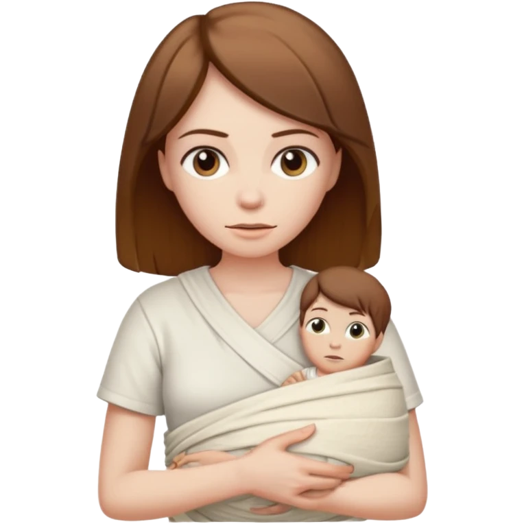 Mummy, his clothes:white T-shirt, brown hair emoji