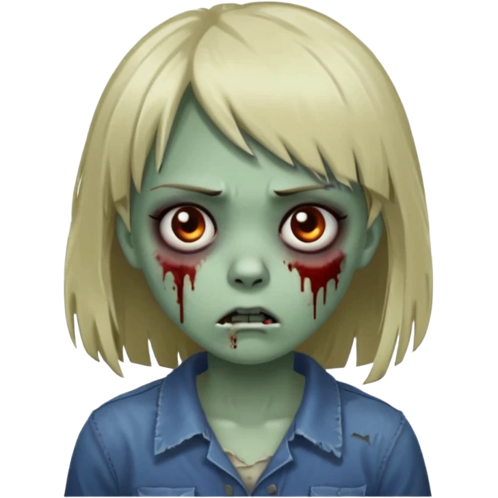 menina zumbi com a cara arranhada e franja emoji