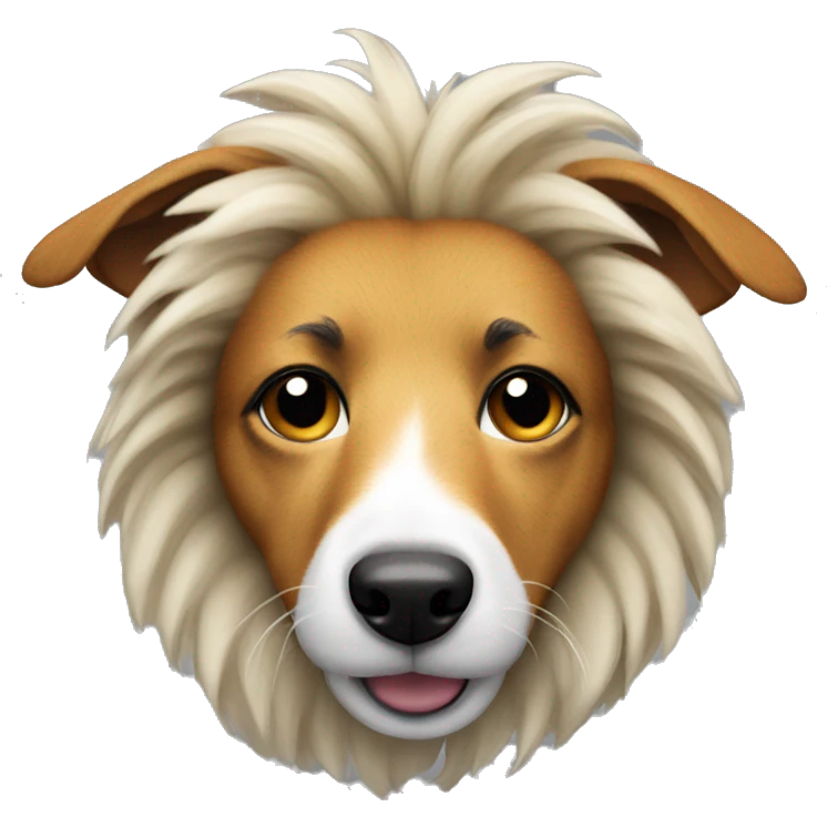 a jack russel wearing a lion's mane emoji