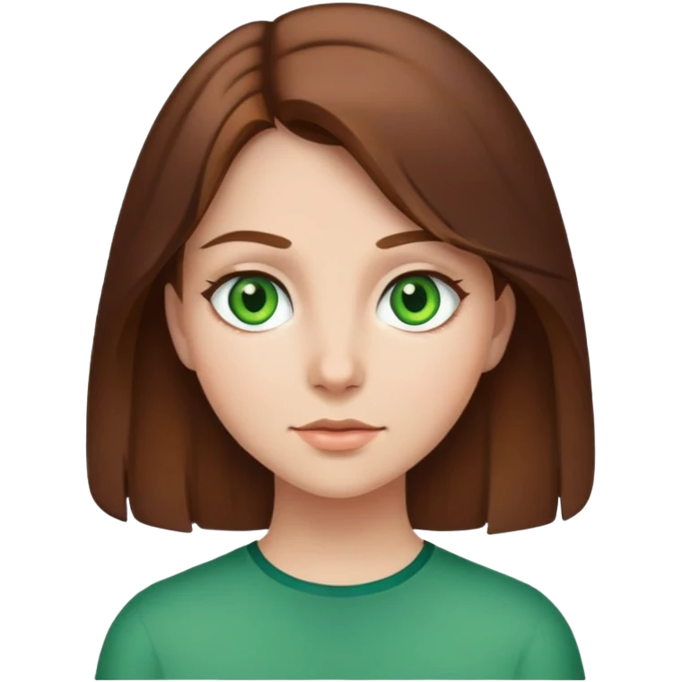 A girl with brown hair green eyes  and Canadian  emoji