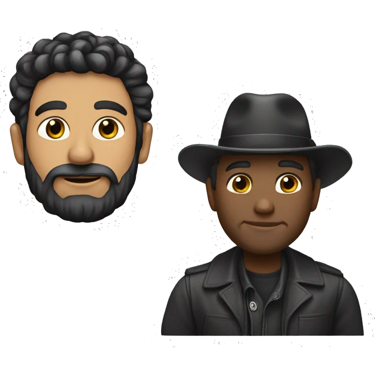 Chico mayor, pelo negro, moreno, con barba negra, con un pincel de pintor en la mano emoji