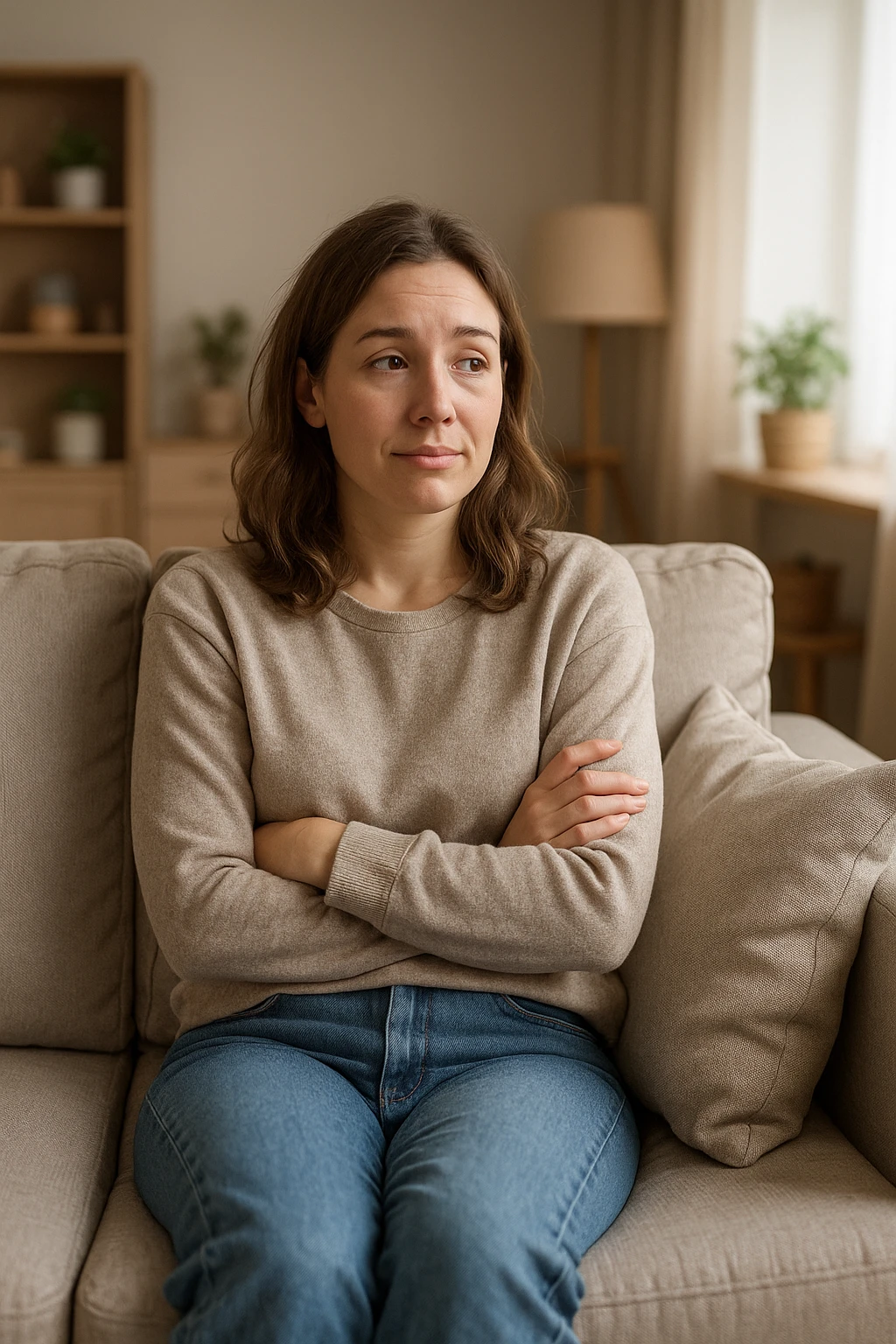 donna che vuole rimanere nella sua zona di comfort. Immagini realistiche emoji