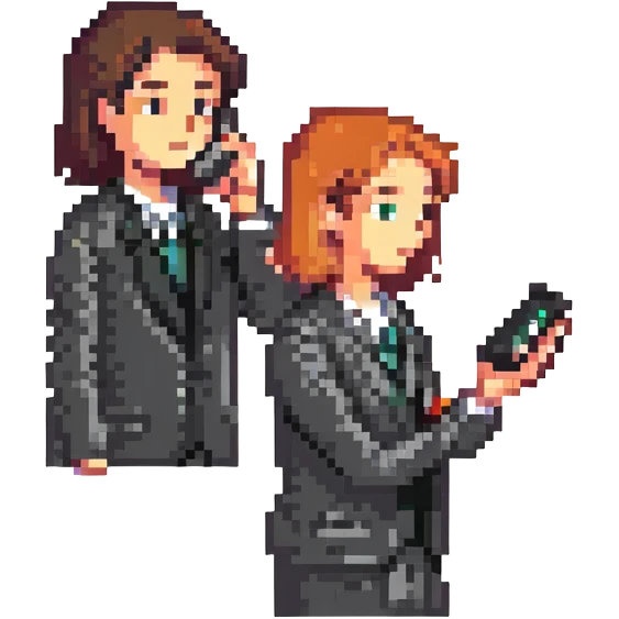 Two people communicating by phone as message not as phone call emoji