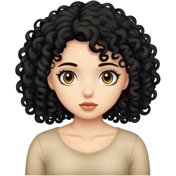 girl with beige skin and black curly hair emoji
