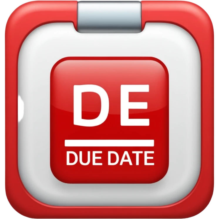 Letters “due date” on a red square  emoji
