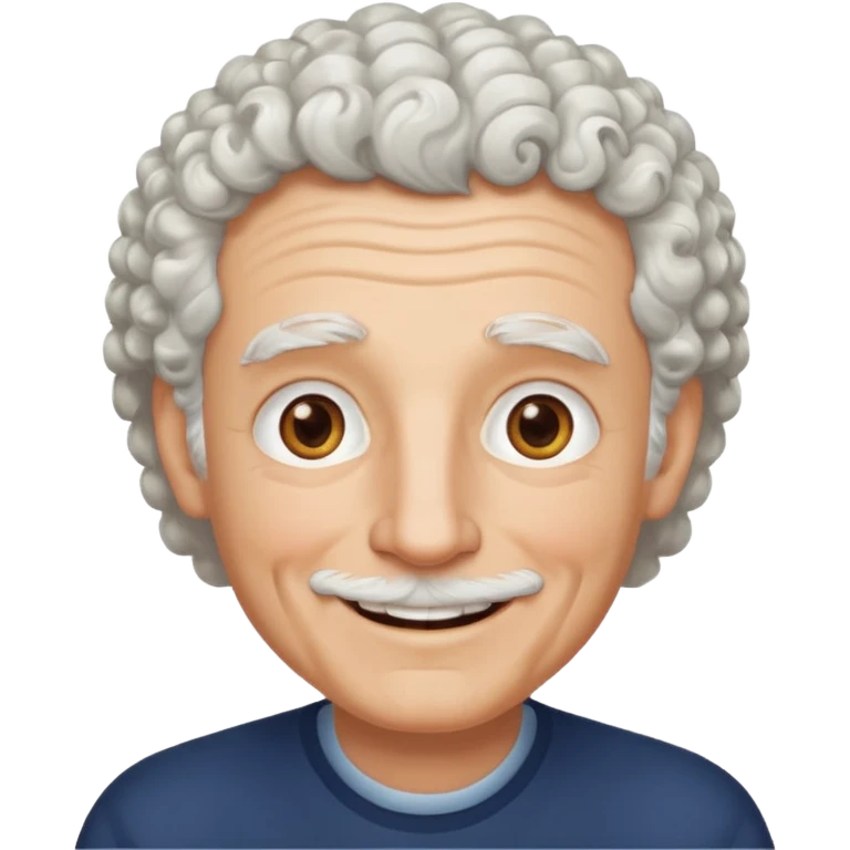 Old white man with curly white hair, hazel eyes, without a mustache emoji