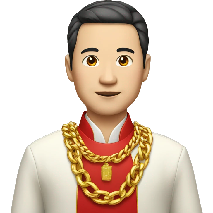 rich chinese man with gold chain in national dress emoji