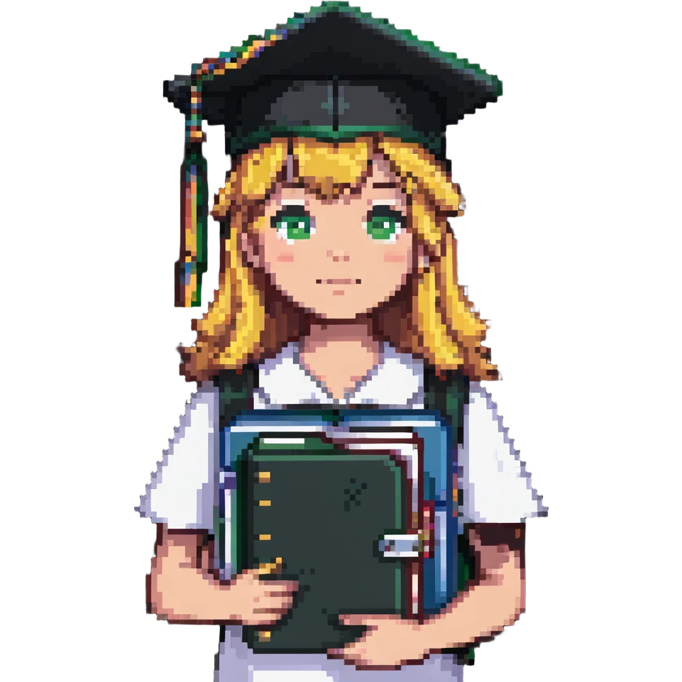student in a master's cap with a folder in his hands emoji