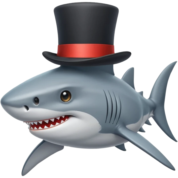 Shark with a top hat emoji