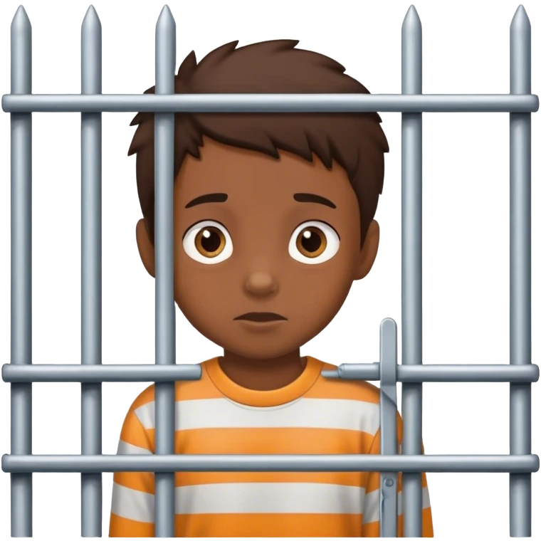 boy looking behind the bars of a gate emoji