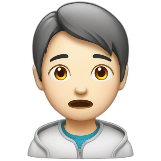 an asia student, crying emoji