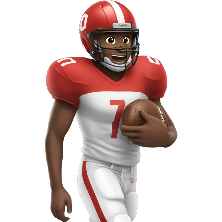 a football player with his backed turned wearing a red jersey and the number 7 emoji