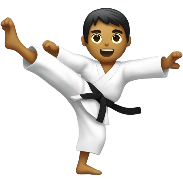 Karateka kicking a face emoji