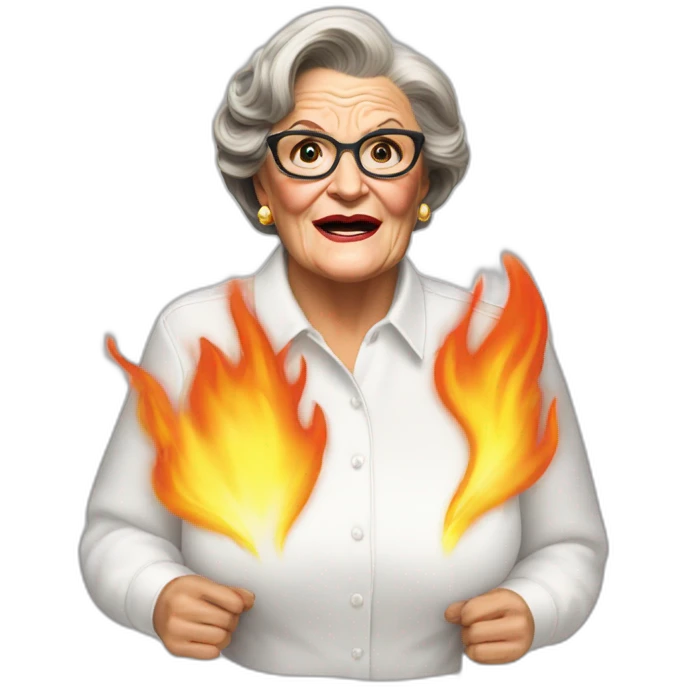 Mrs doubtfire white shirt on fire emoji