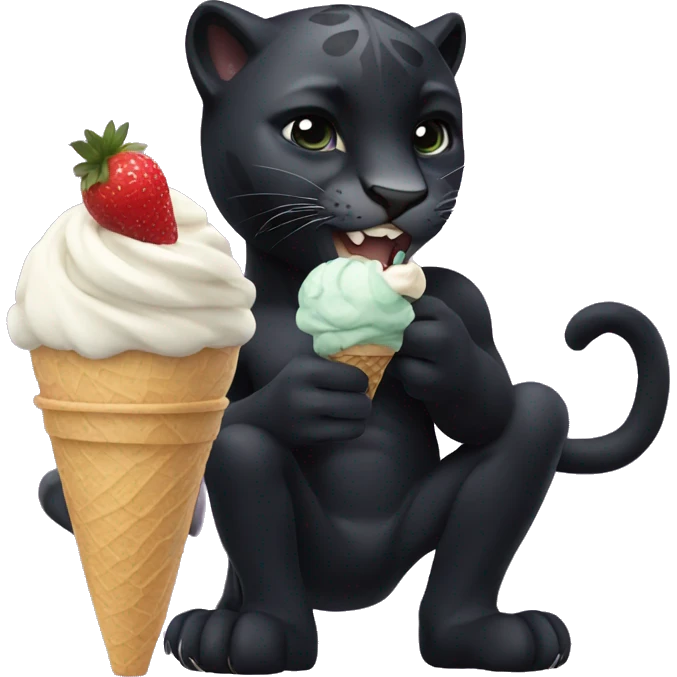 Black panther eating ice cream  emoji