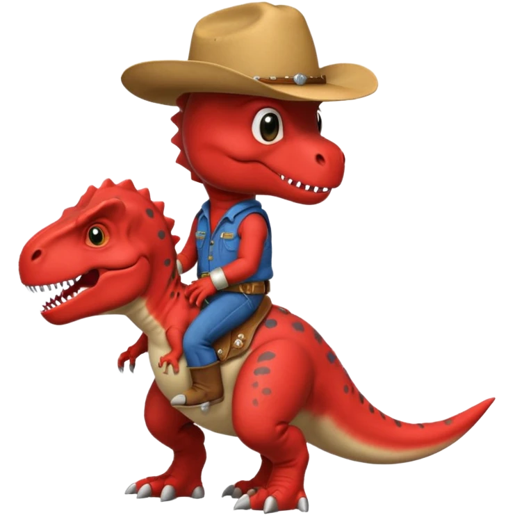 red trex dinosaor with cowboy helmet with cowbot clothes emoji