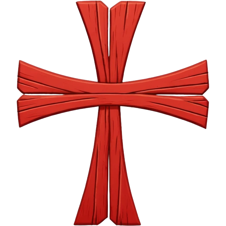 Consiste en una cruz de San Andrés ( X 𝑋 ) de color rojo, con contornos irregulares que representan los nudos de las ramas cortadas (a menudo representados como troncos "al natural" o nudosos). emoji