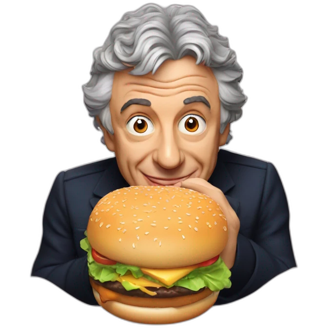 Michel Sardou eating a burger emoji